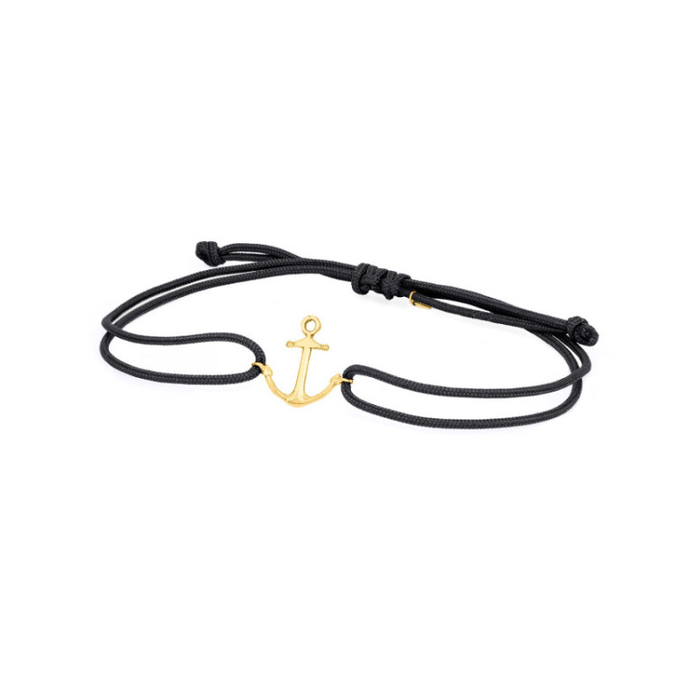 BRACCIALE ANCORA IN ORO SU CORDINO