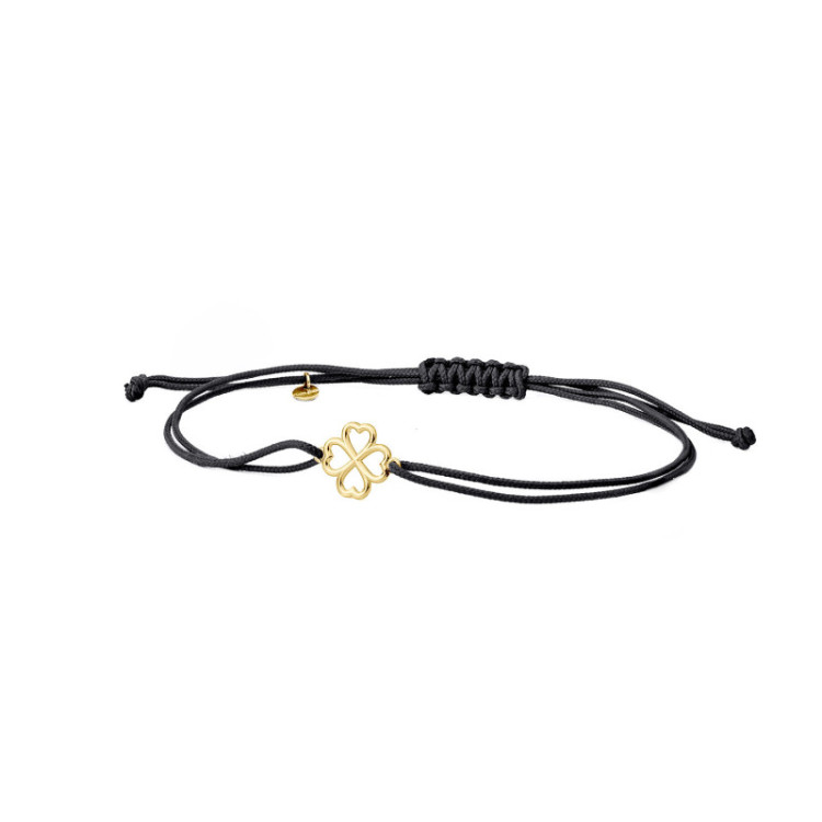 BRACCIALE QUADRIFOGLIO IN ORO SU CORDINO