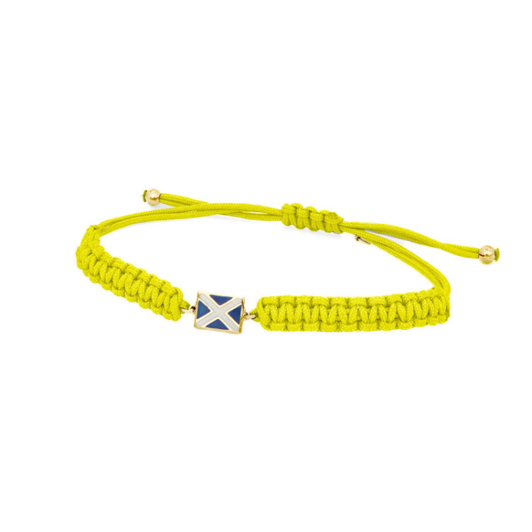 BRACCIALE BANDIERINA IN ORO SMALTATA SU CORDINO BRACCIALE BANDIERINA IN ORO SMALTATA SU CORDINO