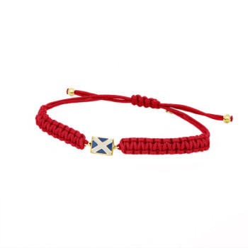 BRACCIALE BANDIERINA IN ORO SMALTATA SU CORDINO