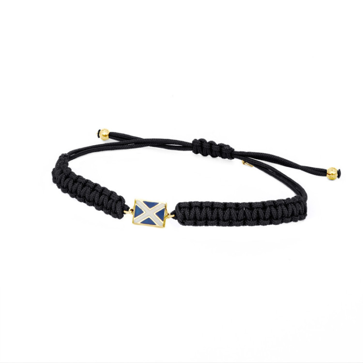BRACCIALE BANDIERINA IN ORO SMALTATA SU CORDINO BRACCIALE BANDIERINA IN ORO SMALTATA SU CORDINO