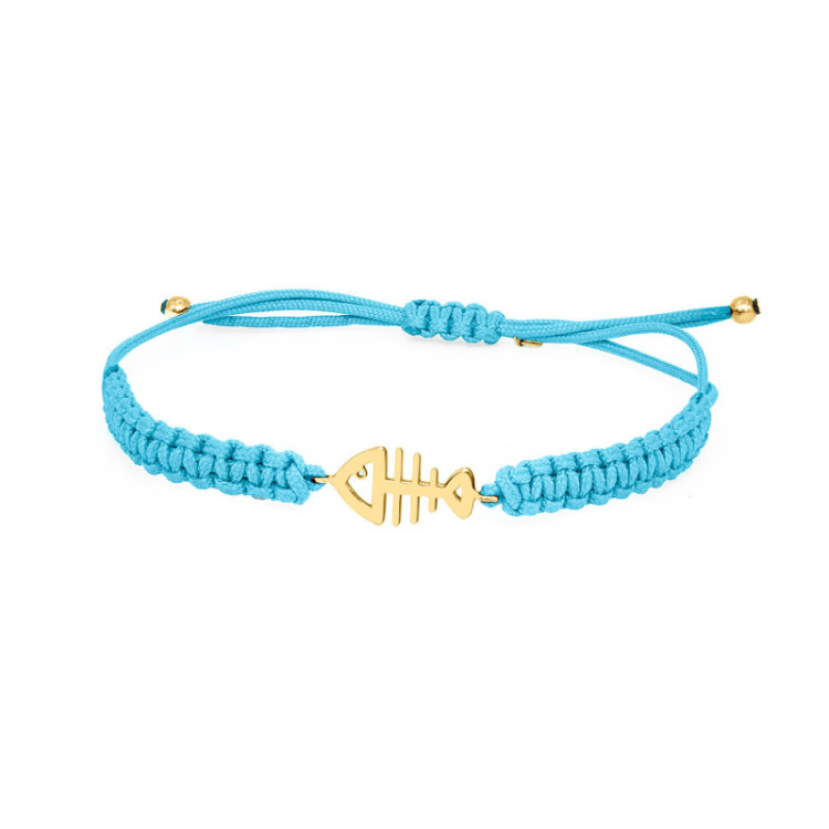 BRACCIALE LISCA DI PESCE IN ORO SU CORDINO BRACCIALE LISCA DI PESCE IN ORO SU CORDINO