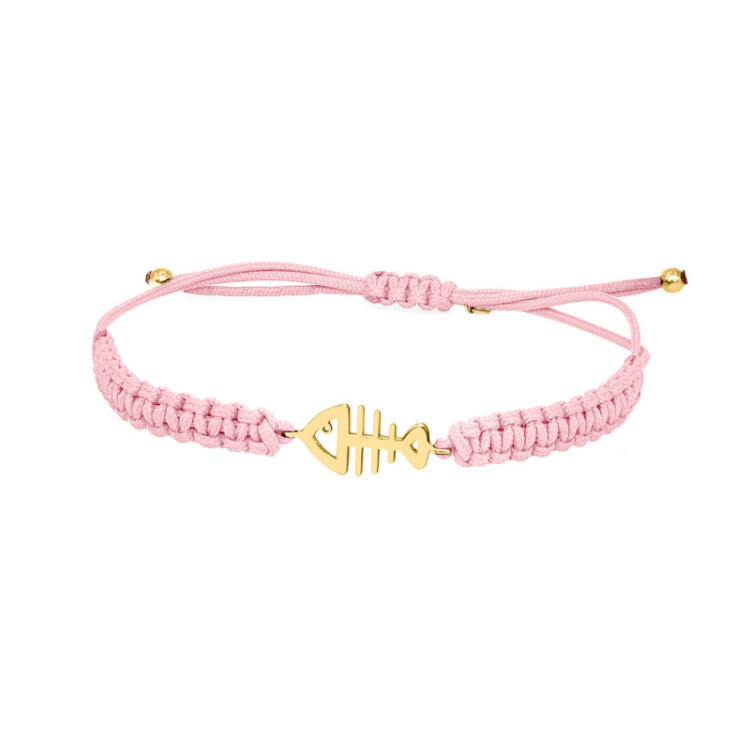 BRACCIALE LISCA DI PESCE IN ORO SU CORDINO BRACCIALE LISCA DI PESCE IN ORO SU CORDINO