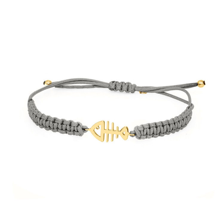 BRACCIALE LISCA DI PESCE IN ORO SU CORDINO BRACCIALE LISCA DI PESCE IN ORO SU CORDINO