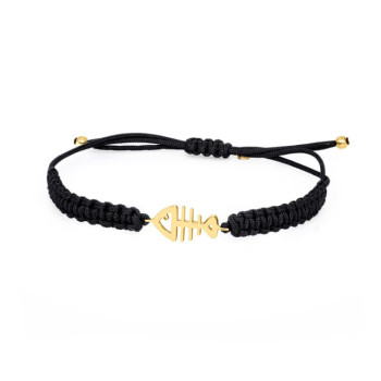 BRACCIALE LISCA DI PESCE IN ORO SU CORDINO