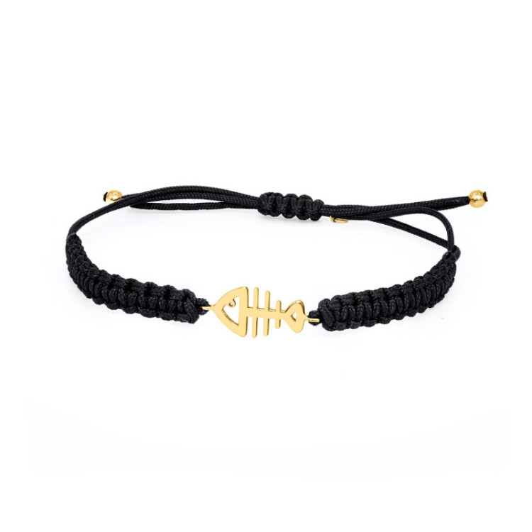 BRACCIALE LISCA DI PESCE IN ORO SU CORDINO
