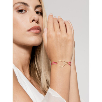 BRACCIALE CUORI IN ORO SU CORDINO