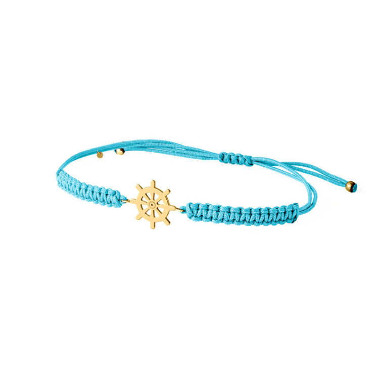 BRACCIALE TIMONE IN ORO SU CORDINO
