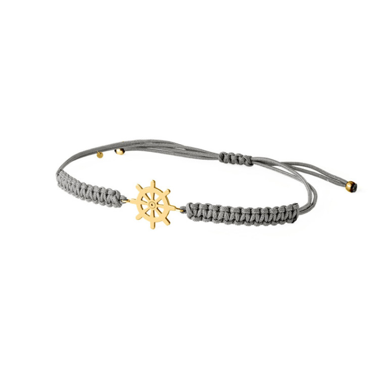 BRACCIALE TIMONE IN ORO SU CORDINO BRACCIALE TIMONE IN ORO SU CORDINO