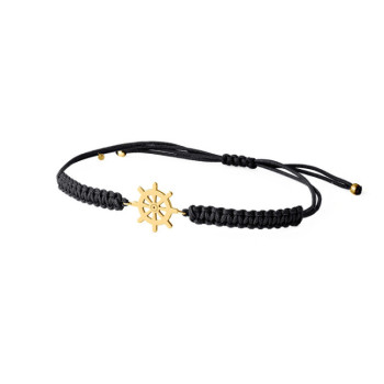 BRACCIALE TIMONE IN ORO SU CORDINO