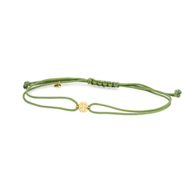 BRACCIALE QUADRIFOGLIO IN ORO SU CORDINO
