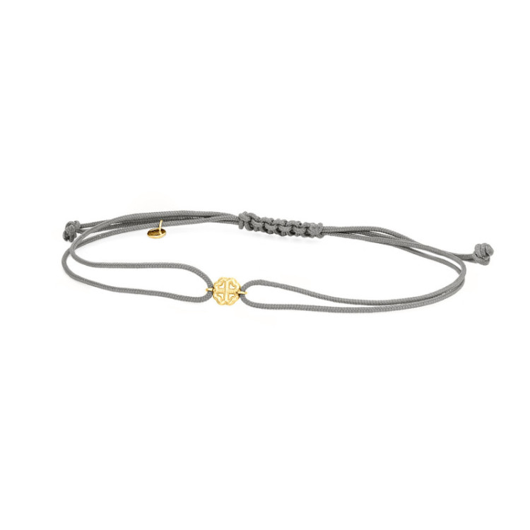 BRACCIALE QUADRIFOGLIO IN ORO SU CORDINO BRACCIALE QUADRIFOGLIO IN ORO SU CORDINO