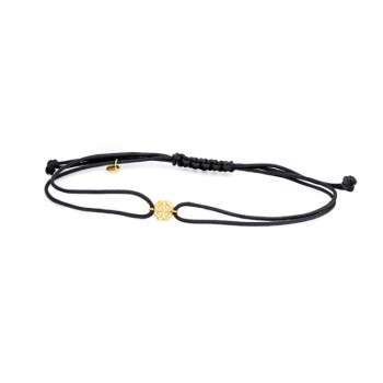BRACCIALE QUADRIFOGLIO IN ORO SU CORDINO