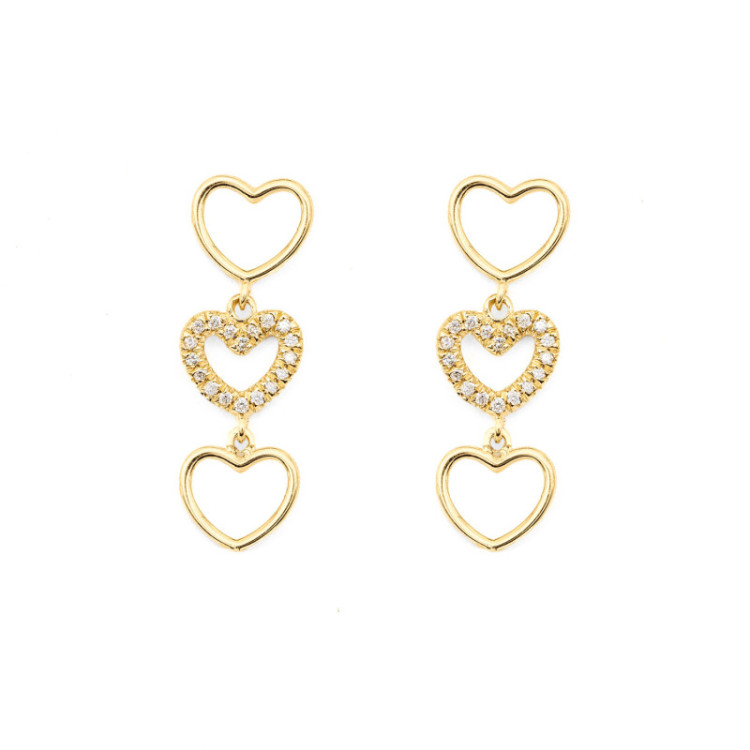 ORECCHINI IN ORO CUORE IN BRILLANTI E CUORI