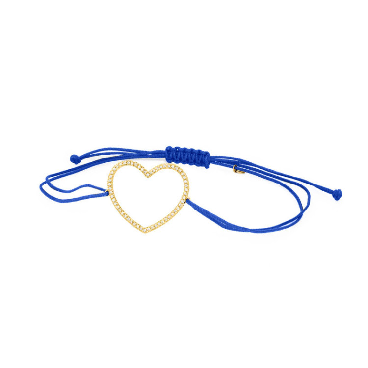 BRACCIALE CUORE IN ORO E BRILLANTI SU CORDINO BRACCIALE CUORE IN ORO E BRILLANTI SU CORDINO