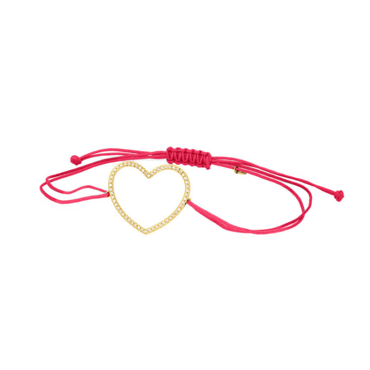 BRACCIALE CUORE IN ORO E BRILLANTI SU CORDINO BRACCIALE CUORE IN ORO E BRILLANTI SU CORDINO