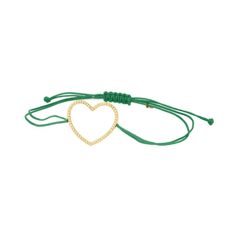 BRACCIALE CUORE IN ORO E BRILLANTI SU CORDINO BRACCIALE CUORE IN ORO E BRILLANTI SU CORDINO