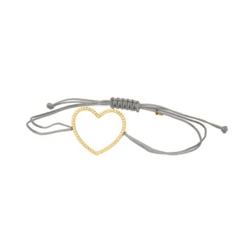 BRACCIALE CUORE IN ORO E BRILLANTI SU CORDINO