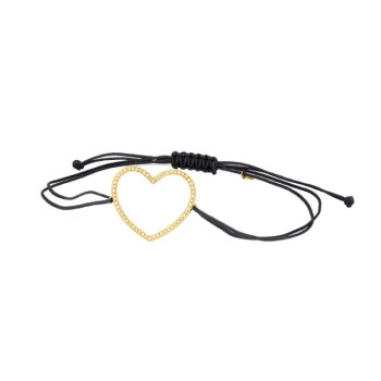 BRACCIALE CUORE IN ORO E BRILLANTI SU CORDINO