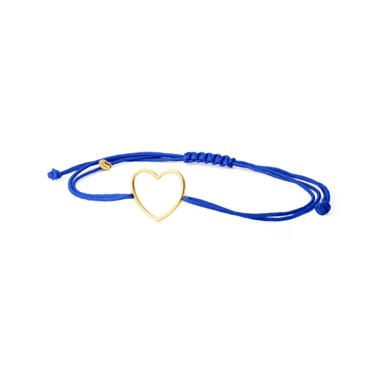 BRACCIALE CUORE IN ORO SU CORDINO BRACCIALE CUORE IN ORO SU CORDINO