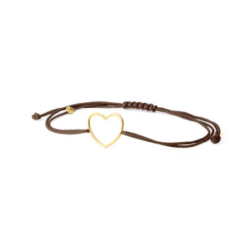 BRACCIALE CUORE IN ORO SU CORDINO