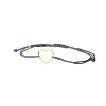 BRACCIALE CUORE IN ORO SU CORDINO