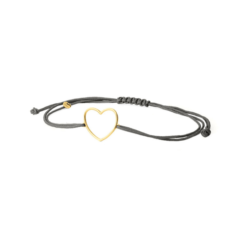 BRACCIALE CUORE IN ORO SU CORDINO BRACCIALE CUORE IN ORO SU CORDINO