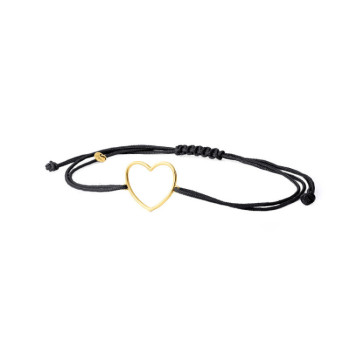 BRACCIALE CUORE IN ORO SU CORDINO