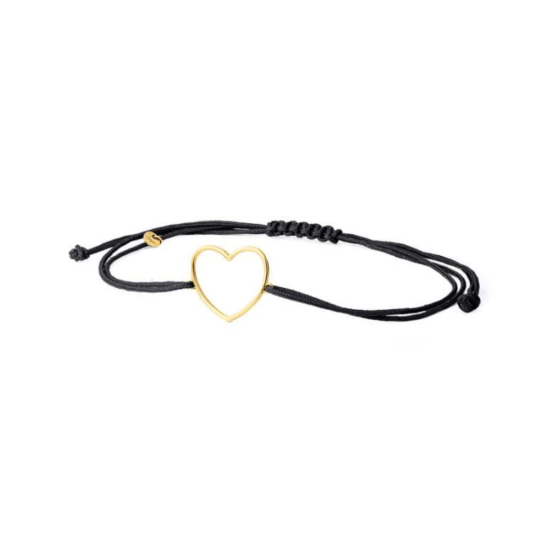 BRACCIALE CUORE IN ORO SU CORDINO