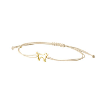 BRACCIALE CANE IN ORO SU CORDINO