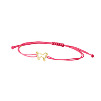 BRACCIALE CANE IN ORO SU CORDINO