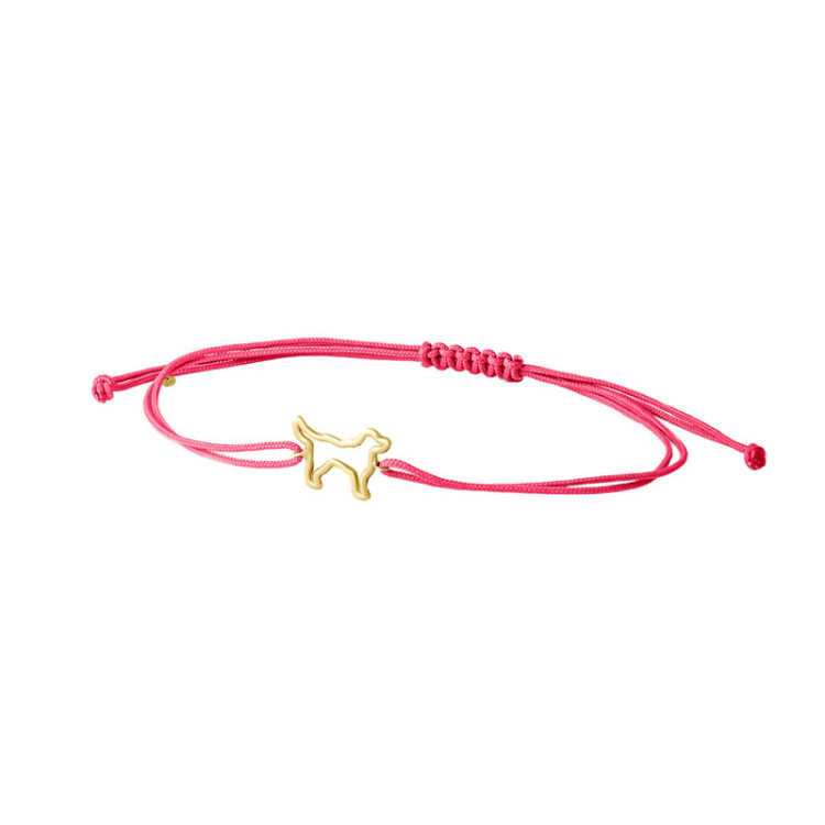 BRACCIALE CANE IN ORO SU CORDINO BRACCIALE CANE IN ORO SU CORDINO