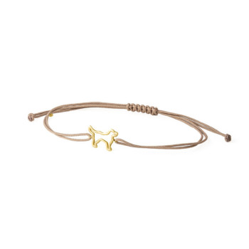 BRACCIALE CANE IN ORO SU CORDINO
