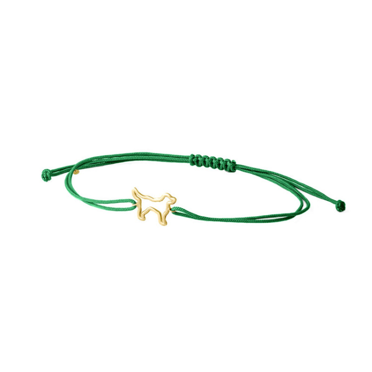 BRACCIALE CANE IN ORO SU CORDINO BRACCIALE CANE IN ORO SU CORDINO