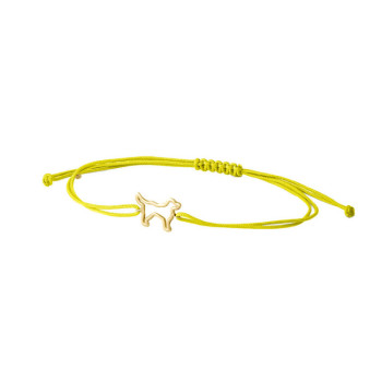BRACCIALE CANE IN ORO SU CORDINO