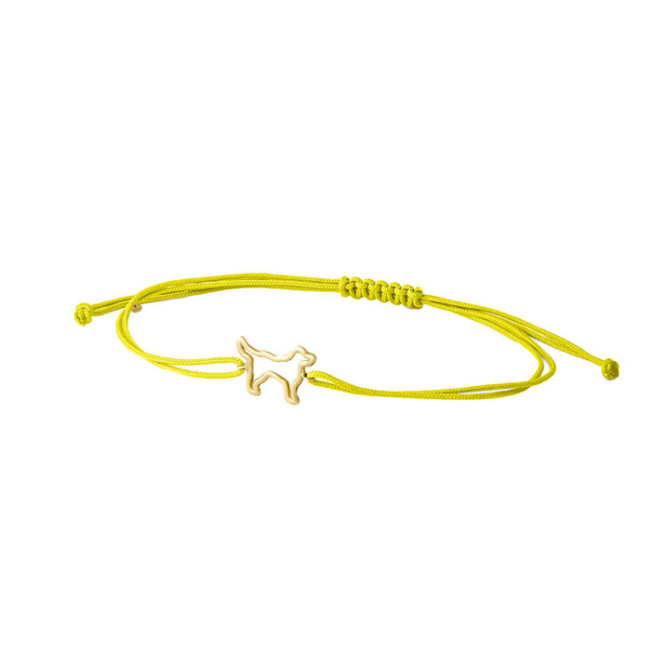 BRACCIALE CANE IN ORO SU CORDINO