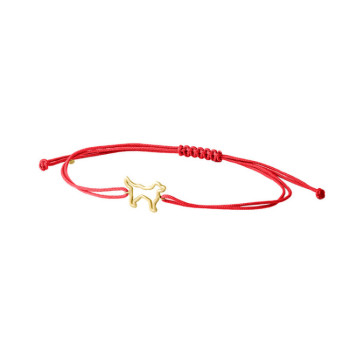 BRACCIALE CANE IN ORO SU CORDINO
