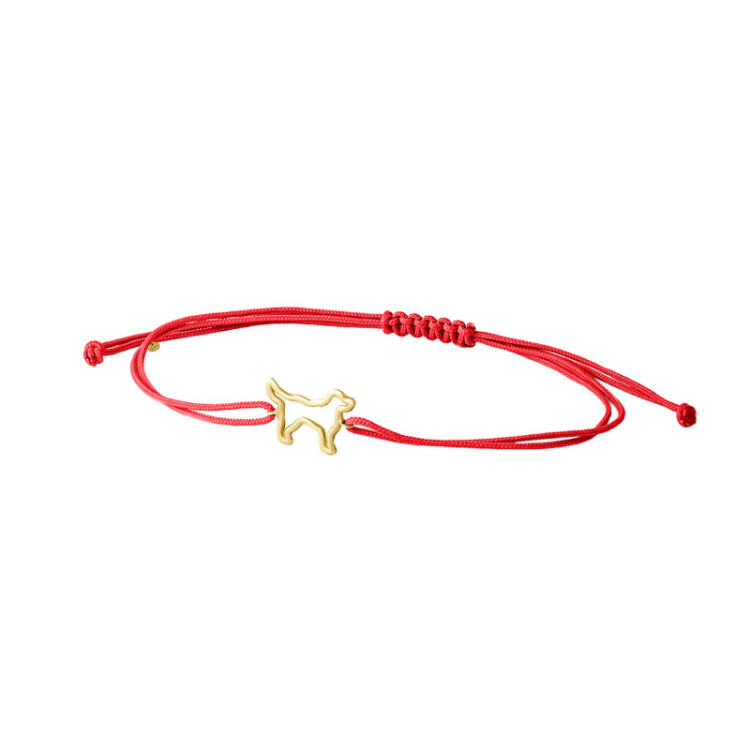 BRACCIALE CANE IN ORO SU CORDINO BRACCIALE CANE IN ORO SU CORDINO