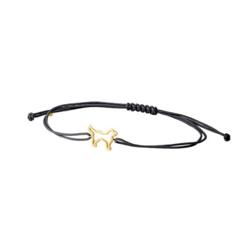 BRACCIALE CANE IN ORO SU CORDINO