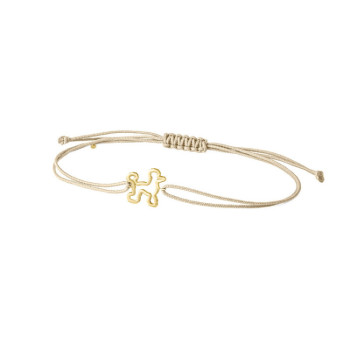 BRACCIALE CANE IN ORO SU CORDINO