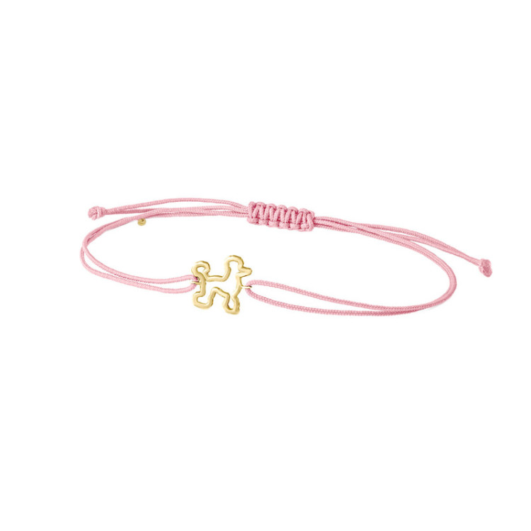 BRACCIALE CANE IN ORO SU CORDINO BRACCIALE CANE IN ORO SU CORDINO