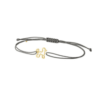 BRACCIALE CANE IN ORO SU CORDINO