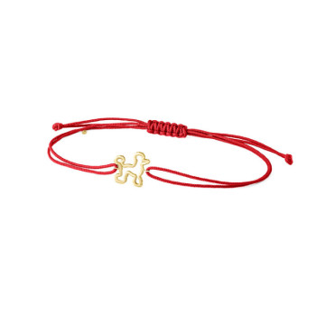 BRACCIALE CANE IN ORO SU CORDINO
