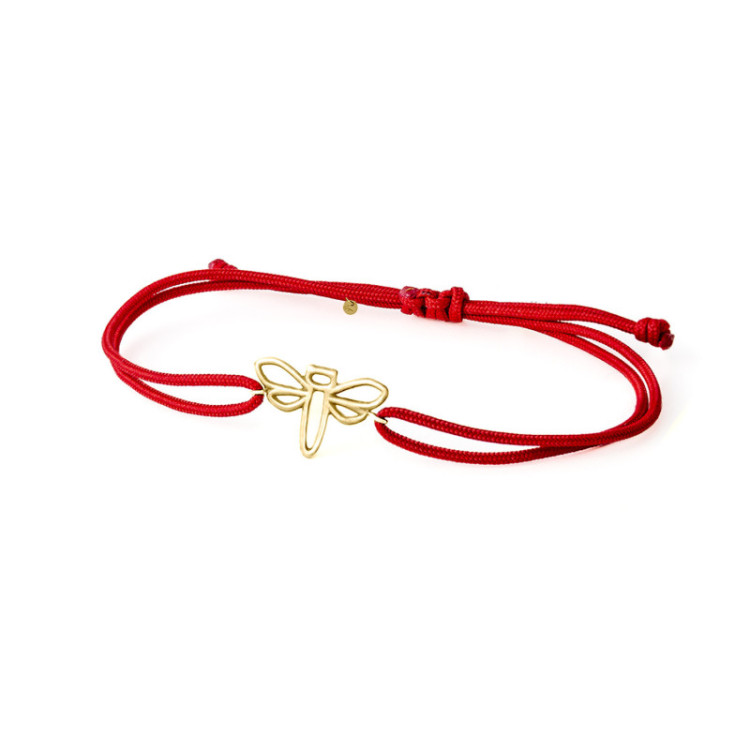 BRACCIALE LIBELLULA IN ORO SU CORDINO BRACCIALE LIBELLULA IN ORO SU CORDINO