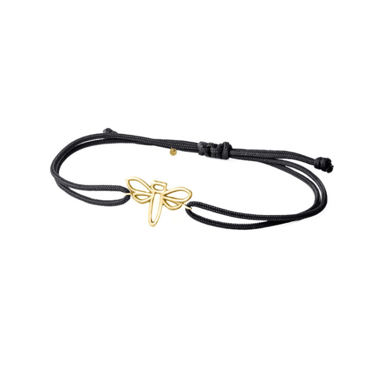 BRACCIALE LIBELLULA IN ORO SU CORDINO