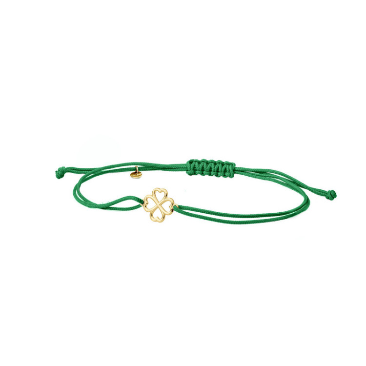BRACCIALE QUADRIFOGLIO IN ORO SU CORDINO