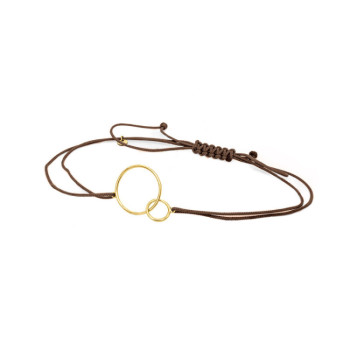 BRACCIALE CERCHI IN ORO SU CORDINO