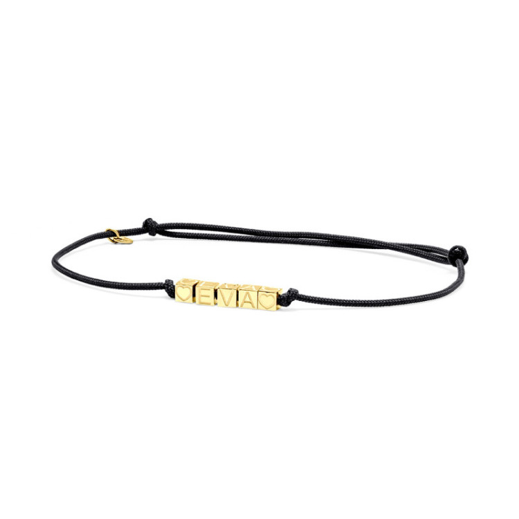 BRACCIALE DADINI INCISI IN ORO SU CORDINO