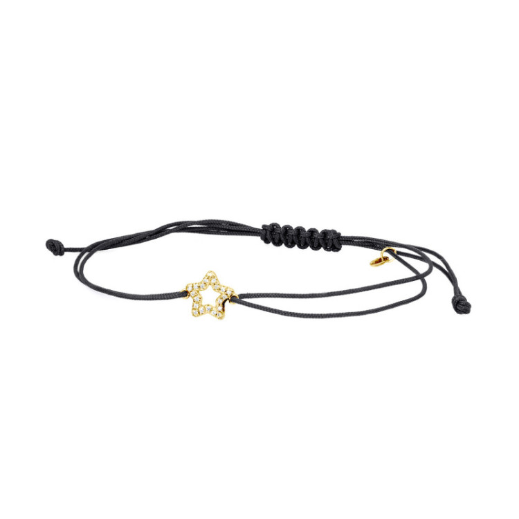 BRACCIALE STELLA IN ORO E BRILLANTI SU CORDINO