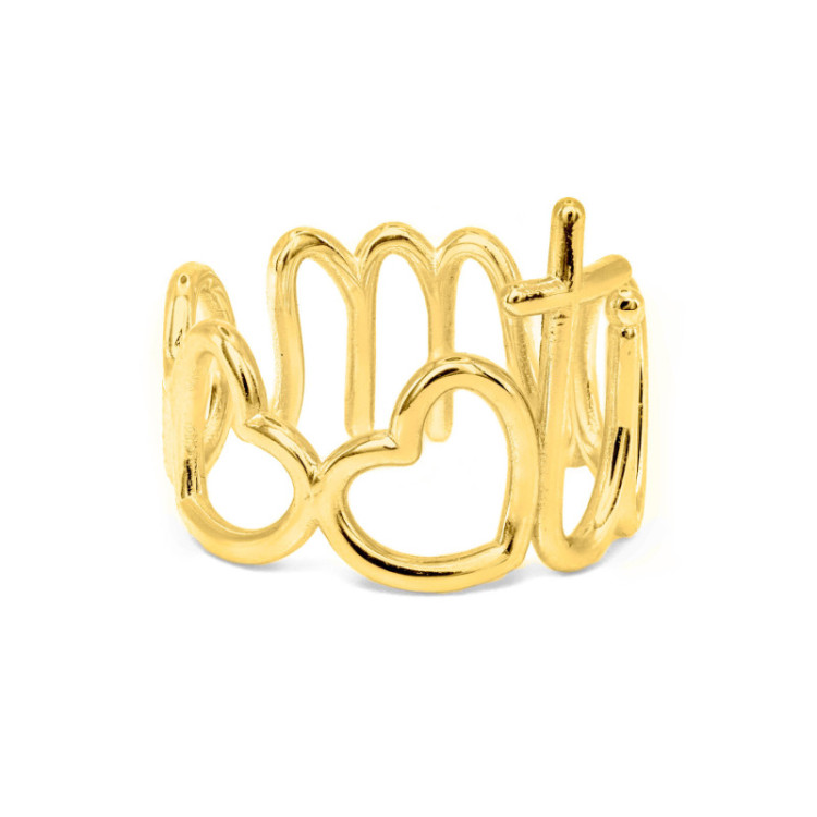 ANELLO IN ORO 9KT LETTERE E CUORI ANELLO IN ORO 9KT LETTERE E CUORI